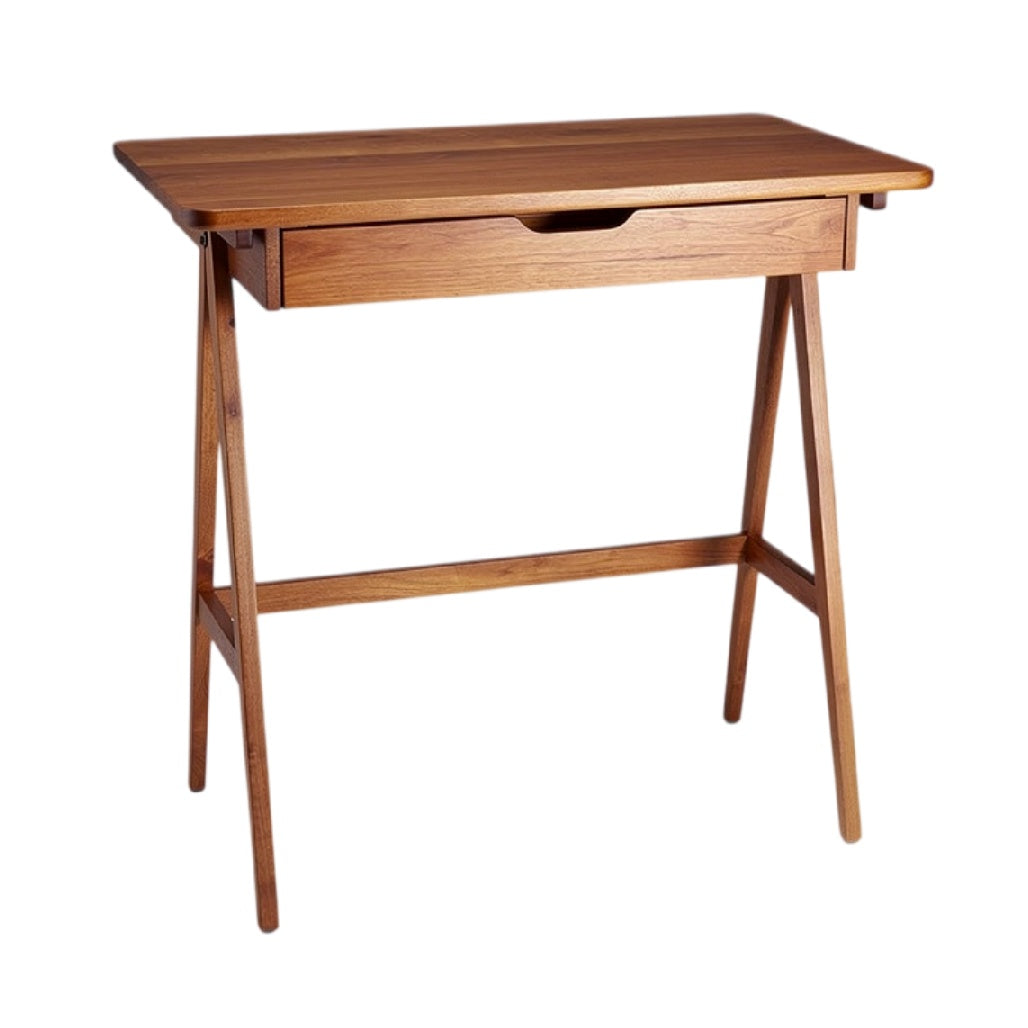 **Technische Titel in het Nederlands: Minimalistisch houten bureau met lade**