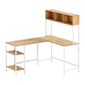 **Hoekbureau met Opbergplank en Open Kasten**