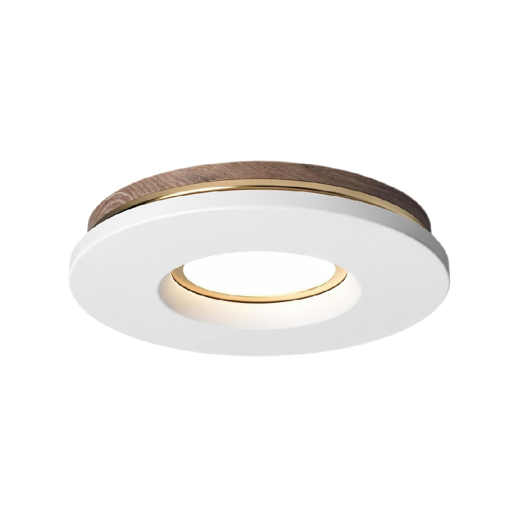 **Technische titel in het Nederlands: Minimalistische LED- plafondlamp met houten afwerking**