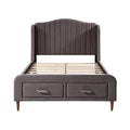 **Technische titel in het Nederlands:** Moderne gestoffeerde bed met opbergladen en slanke poten